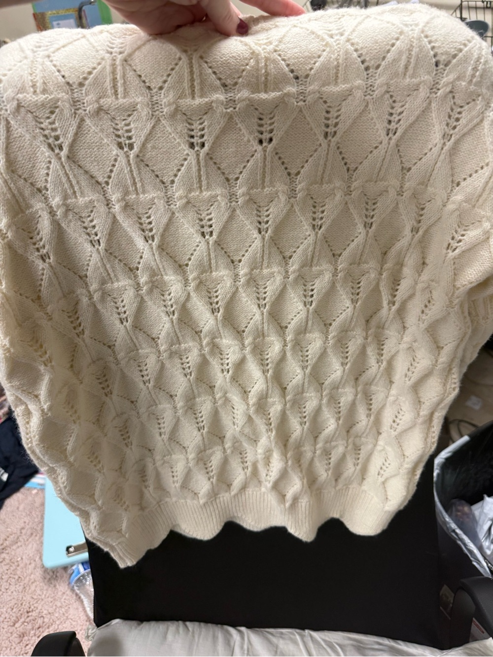 Baltic Born Ivory Cable Knit Crewneck Sweater